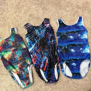 Girls gymnastics leotards size 10-11 youth  (lot of 3)